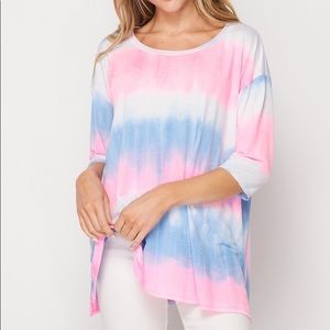 New! Silky Soft Pink and Blue Pullover Top